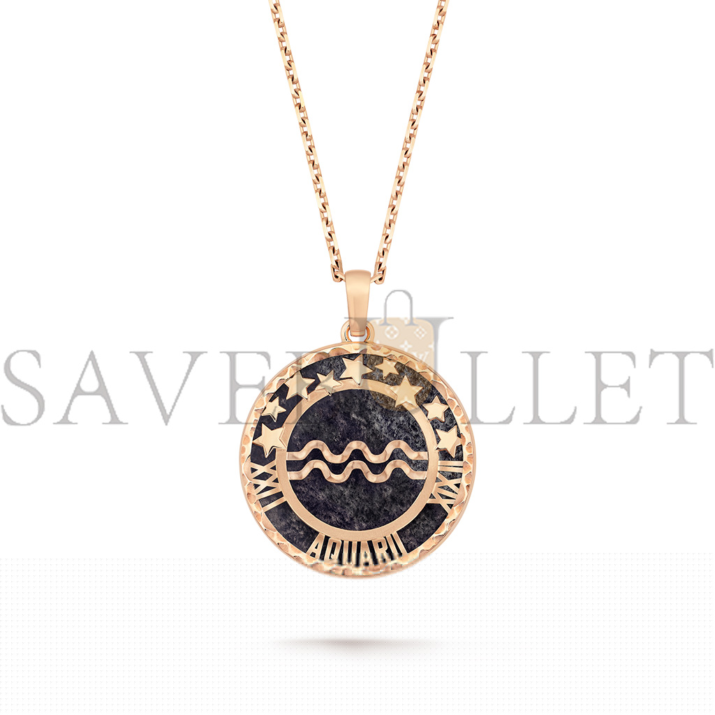V*N CL*F arpels zodiaque long necklace aquarii (aquarius) - rose gold, aventurine  vcarp9rc00